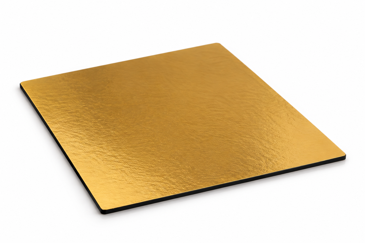 Sottotorta Quadrato 12x12 cm - Oro/Nero